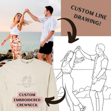 Load image into Gallery viewer, custom line drawn embroidery taken from photograph and embroidered on sweatshirts