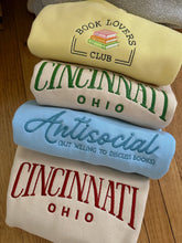 Load image into Gallery viewer, Antisocial but Willing to Discuss Books Crewneck - Misty Blue 📖