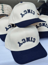 Load image into Gallery viewer, Cincy Flipped Vintage Style Snapback - Navy Blue