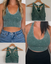 Load image into Gallery viewer, Dark Green - Ribbed Acid Wash Tank Top