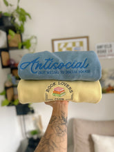 Load image into Gallery viewer, Antisocial but Willing to Discuss Books Crewneck - Misty Blue 📖