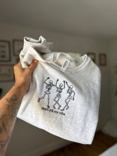 Load image into Gallery viewer, 💀 Don't Kill My Vibe Skeleton Embroidered Crewneck (Multiple Colors)