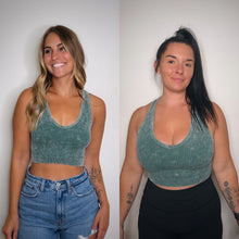 Load image into Gallery viewer, Dark Green - Ribbed Acid Wash Tank Top