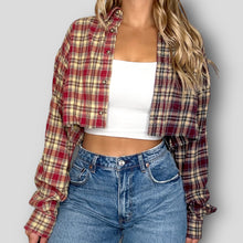 Load image into Gallery viewer, M - Maroon/Tan Split Dyed Cropped Flannel