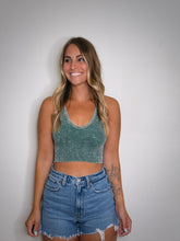 Load image into Gallery viewer, Dark Green - Ribbed Acid Wash Tank Top
