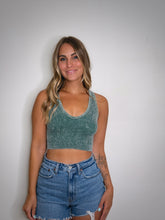 Load image into Gallery viewer, Dark Green - Ribbed Acid Wash Tank Top