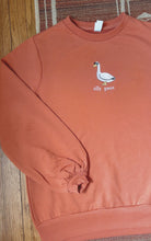 Load image into Gallery viewer, burnt orange silly goose embroidered crewneck