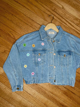 Load image into Gallery viewer, M - Denim Floral Embroidered Cropped Jacket
