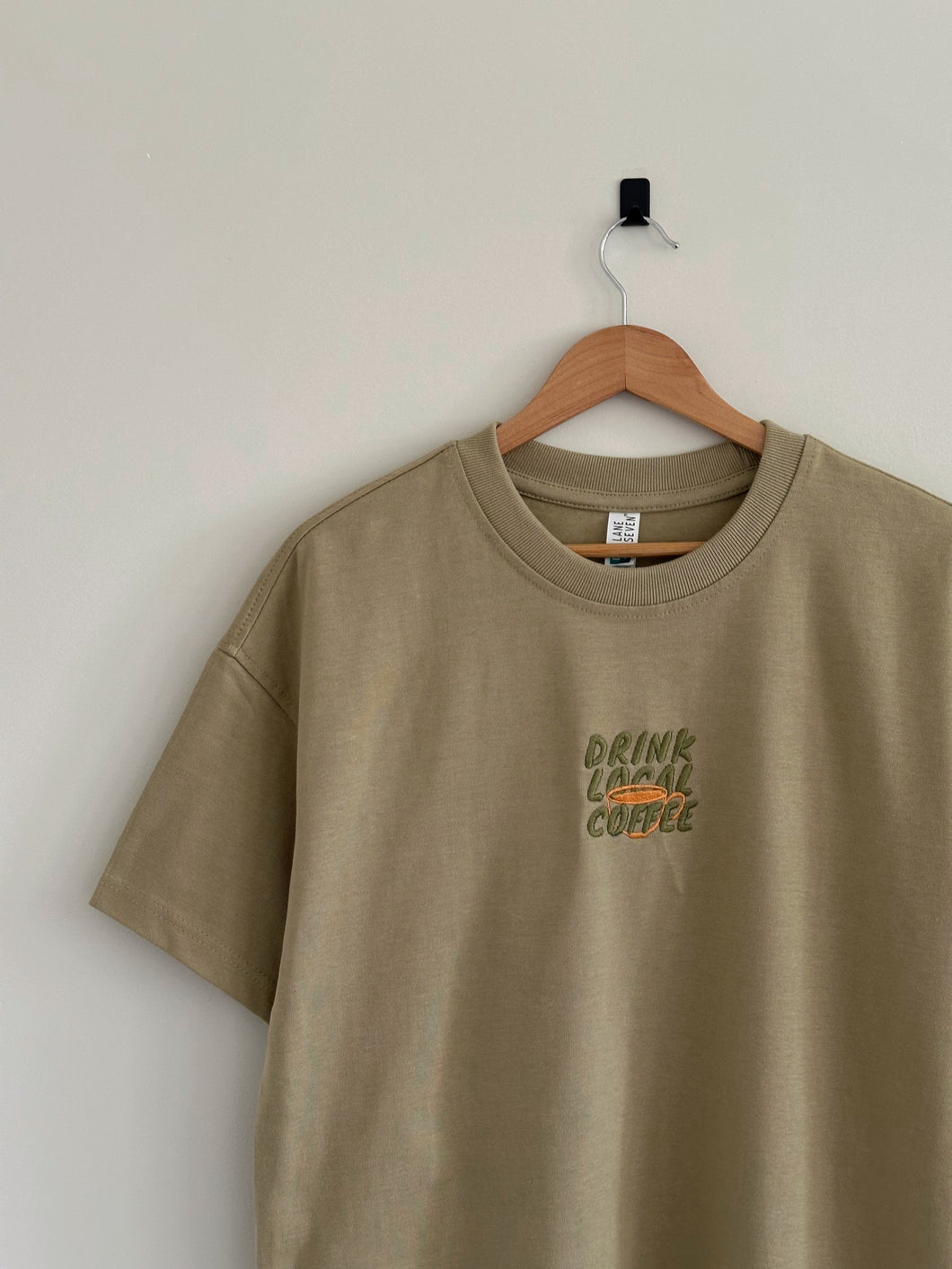 Drink Local Coffee T-Shirt - Moss Green