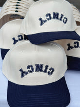 Load image into Gallery viewer, Cincy Flipped Vintage Style Snapback - Navy Blue
