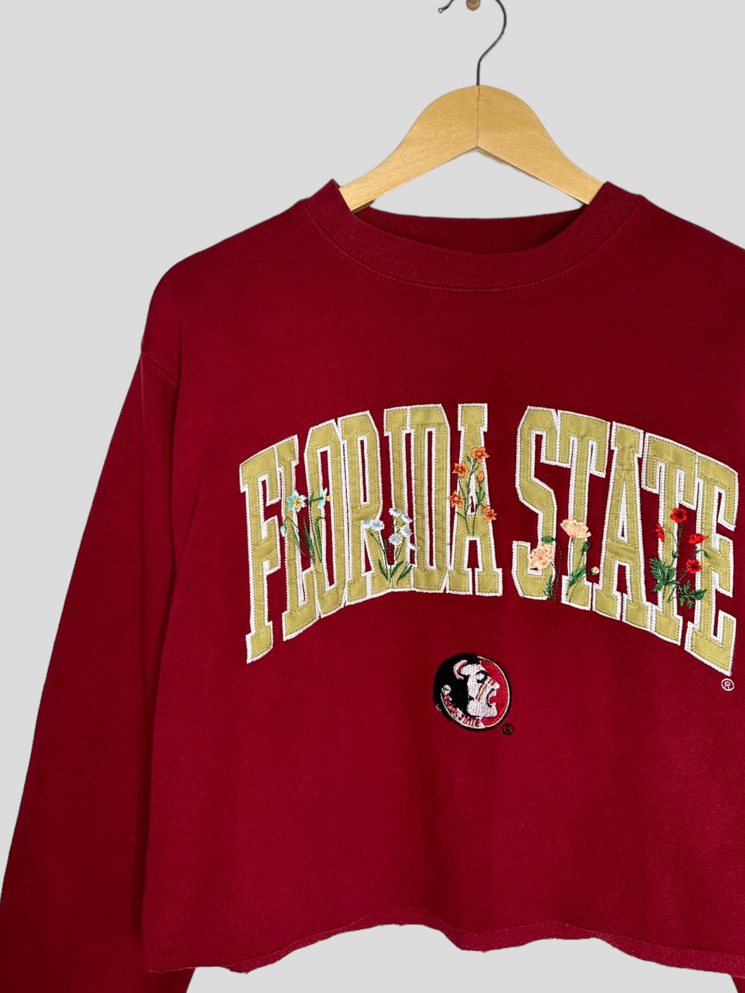 M - Vintage Florida State Floral Cropped Crewneck