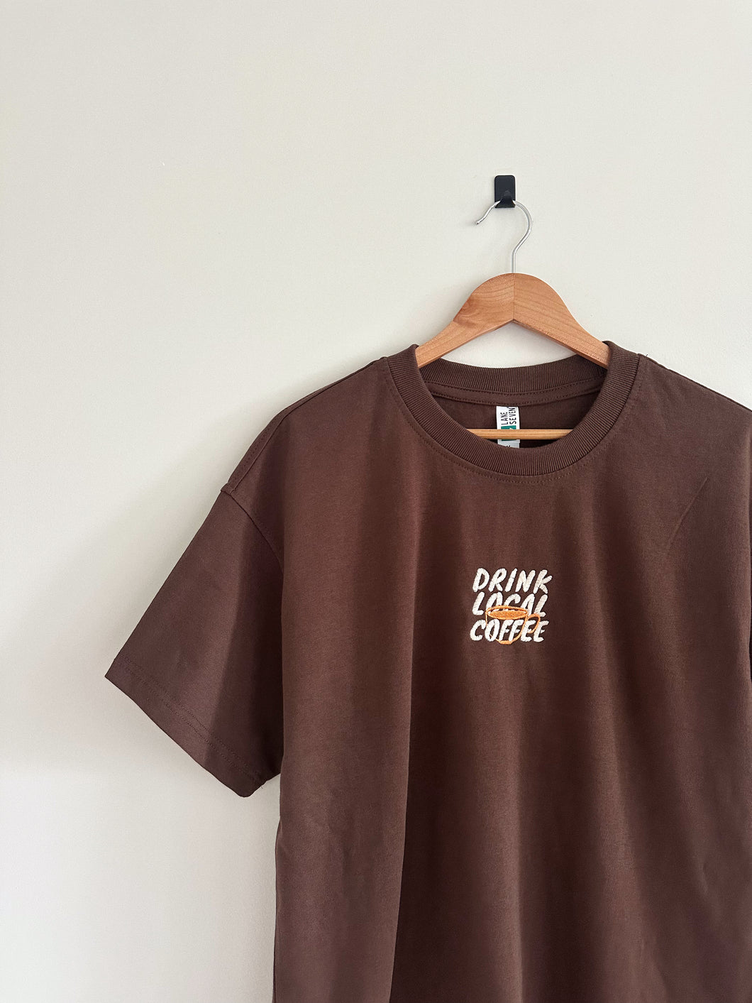 Drink Local Coffee T-Shirt - Chocolate Brown