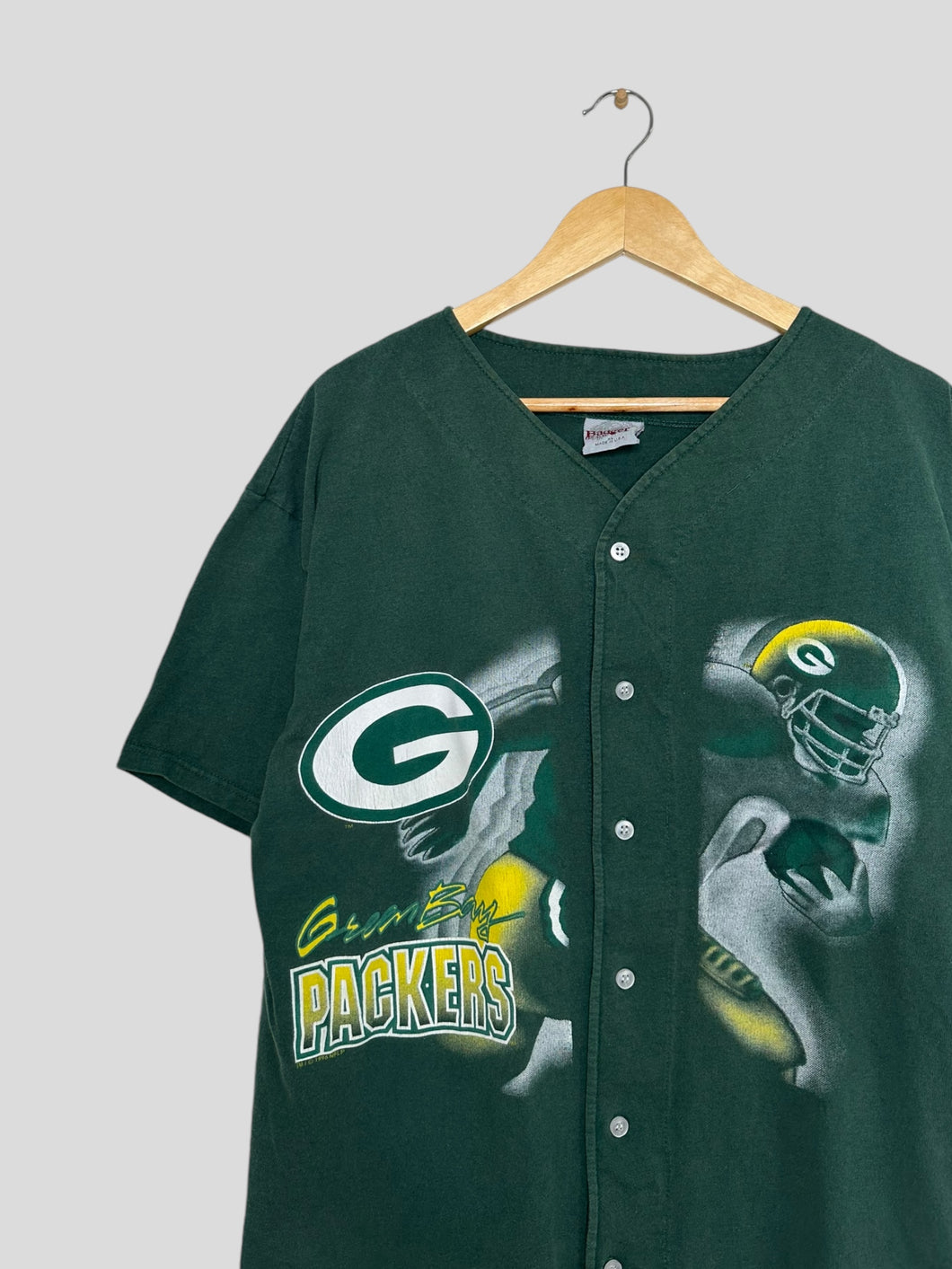 XL - Vintage Green Bay Packers 1996 Button Up Baseball T-Shirt