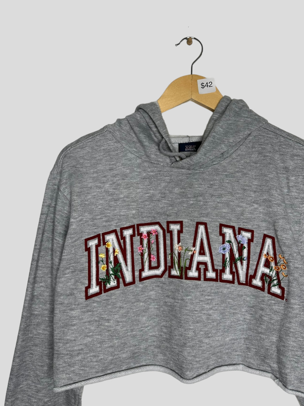 S - Indiana Hoosiers Floral Cropped Sweatshirt