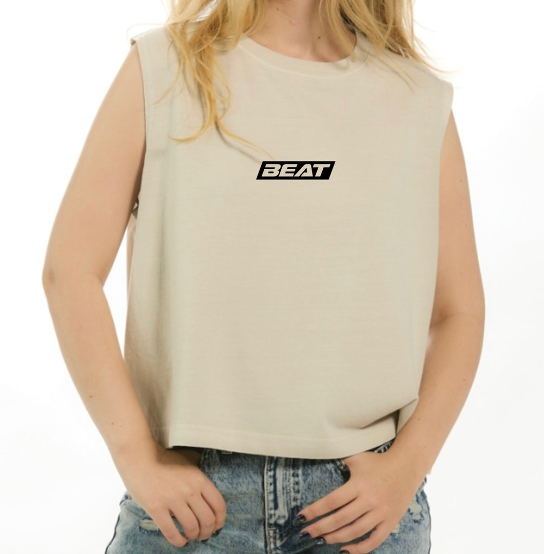 Beat Box Logo Boxy Tank Top - Cream - Womens
