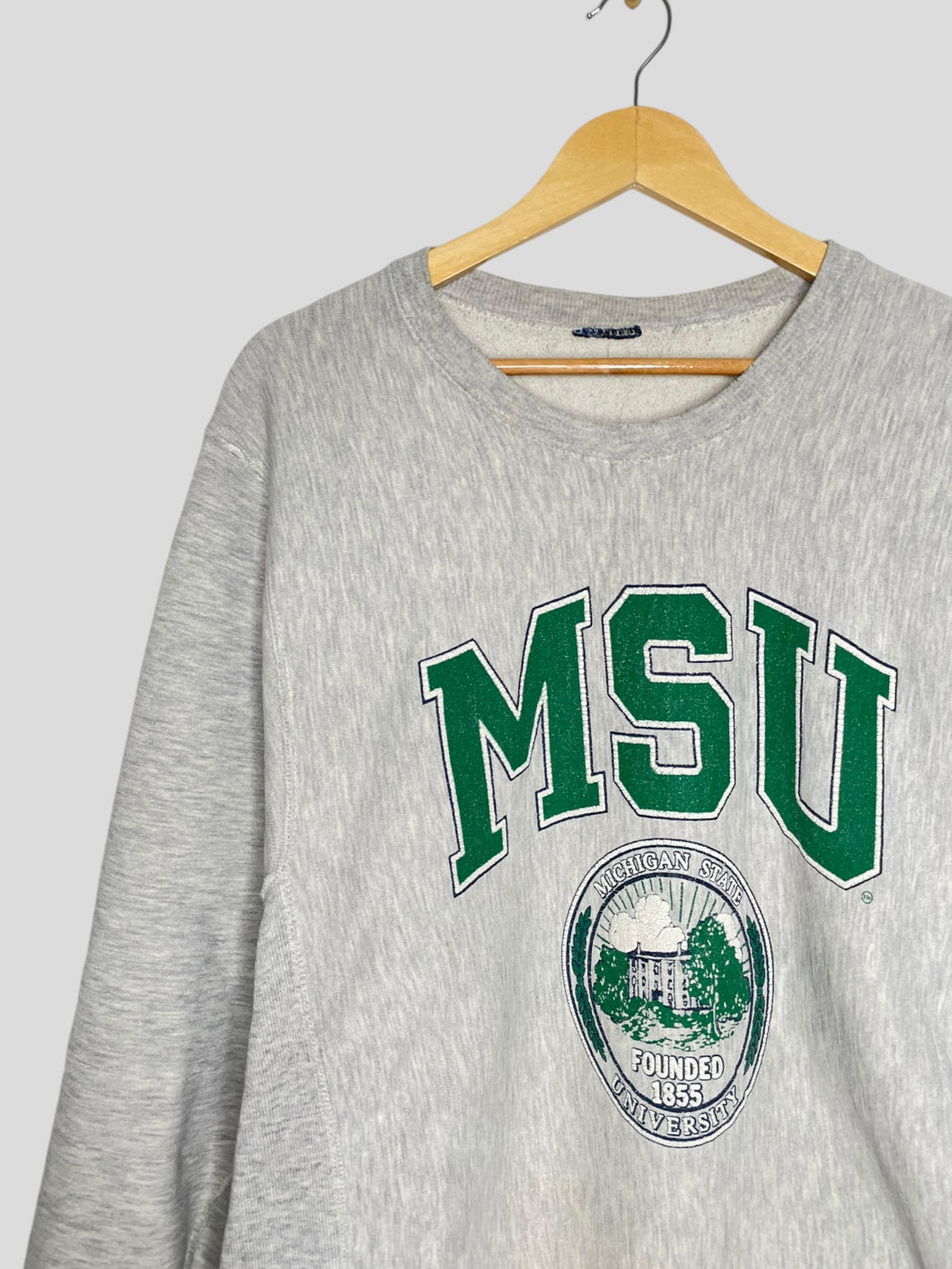 L - Vintage Michigan State Spartans Reverse Weave Crewneck