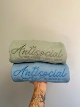 Load image into Gallery viewer, Antisocial but Willing to Discuss Books Crewneck - Misty Blue 📖
