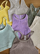 Load image into Gallery viewer, Lavender - Ribbed Acid Wash High Neck Tank Top
