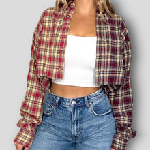 Load image into Gallery viewer, M - Maroon/Tan Split Dyed Cropped Flannel
