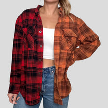 Load image into Gallery viewer, L - Red/Black Split Dyed Flannel
