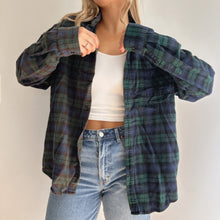 Load image into Gallery viewer, L - Dark Blue/Green Split Dyed Flannel
