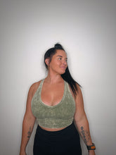 Load image into Gallery viewer, light olive racerback acid washed tank top
