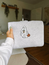Load image into Gallery viewer, Gray Heathered - Ghost w/ Pumpkin Embroidered Crewneck
