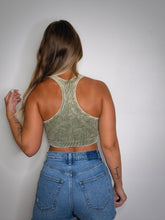 Load image into Gallery viewer, light olive racerback acid washed tank top
