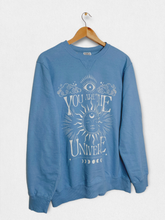 Load image into Gallery viewer, &quot;You Are The Universe&quot; Light Blue Screenprint Crewneck
