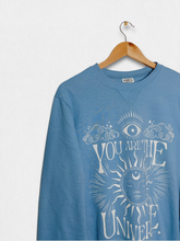 Load image into Gallery viewer, &quot;You Are The Universe&quot; Light Blue Screenprint Crewneck
