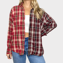 Load image into Gallery viewer, M/L - Maroon Toned Split Dyed Flannel
