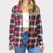 Load image into Gallery viewer, M - Navy/Burnt Orange Split Dyed Flannel
